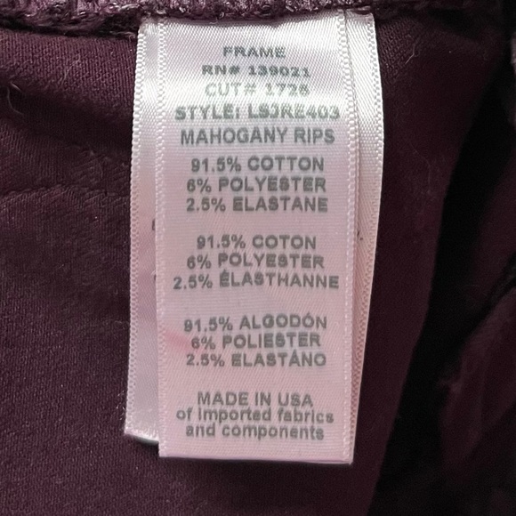 Frame Denim Jeans Le Skinny de Jeanne Mahogany Size 27 - Picture 7 of 8